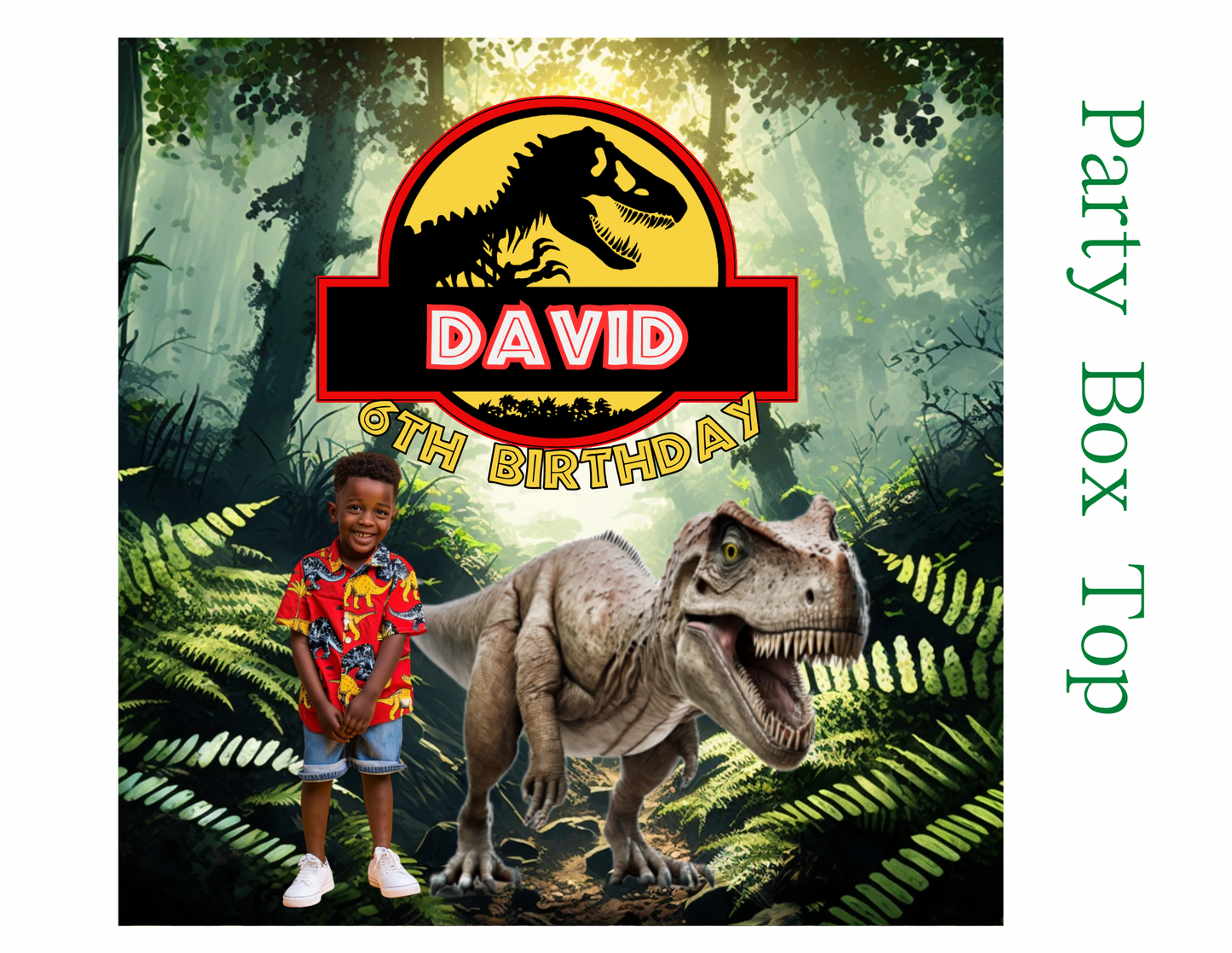🦖 Green Dino Park Digital Party Favor Templates