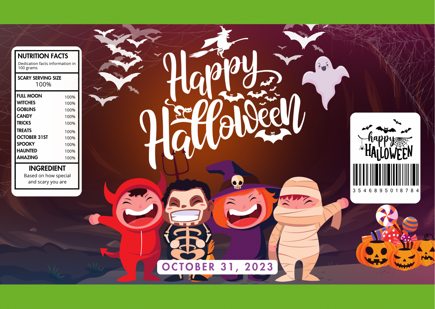 Red Happy Halloween Digital Chip Bag Templates