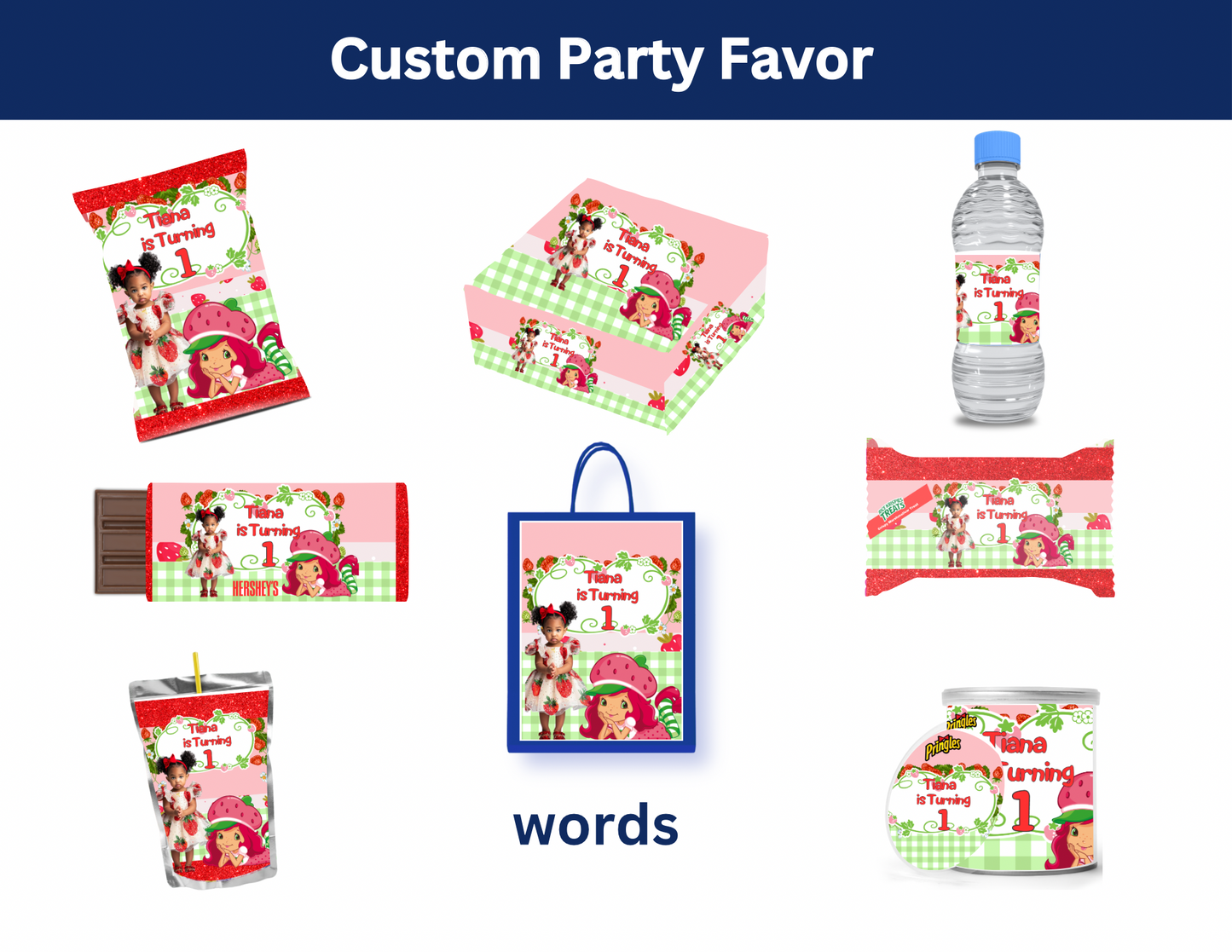 π Editable Strawberry Shortcake Party Favor Template β Canva File