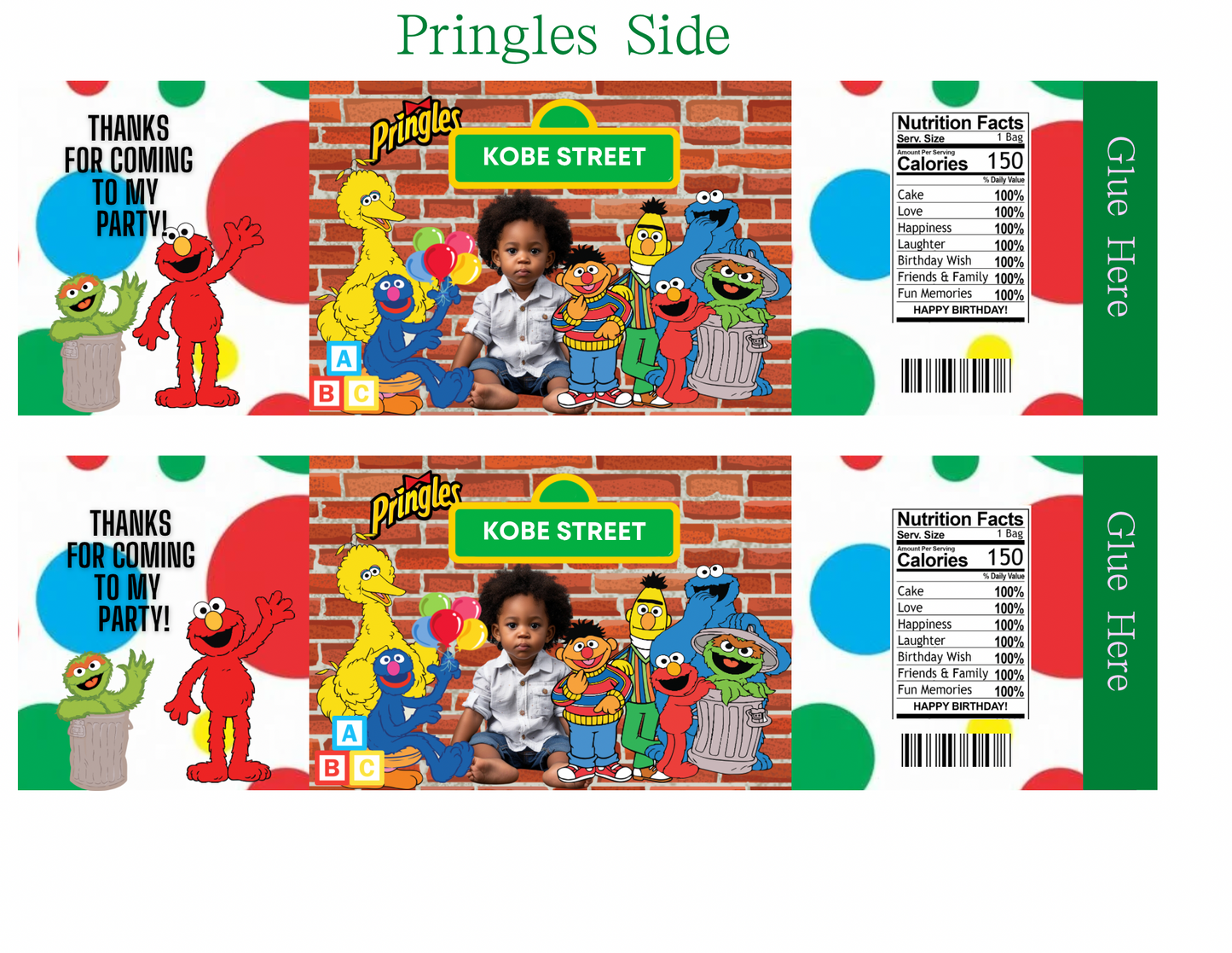 Sesame Street Party Favor Template – Digital Canva Download