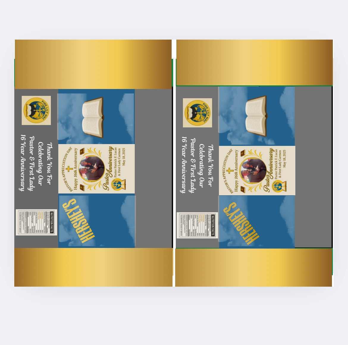 Editable Pastor Anniversary Party Favor Templates – Chip Bag, Hershey Bar, Water Bottle Labels (Digital Download)