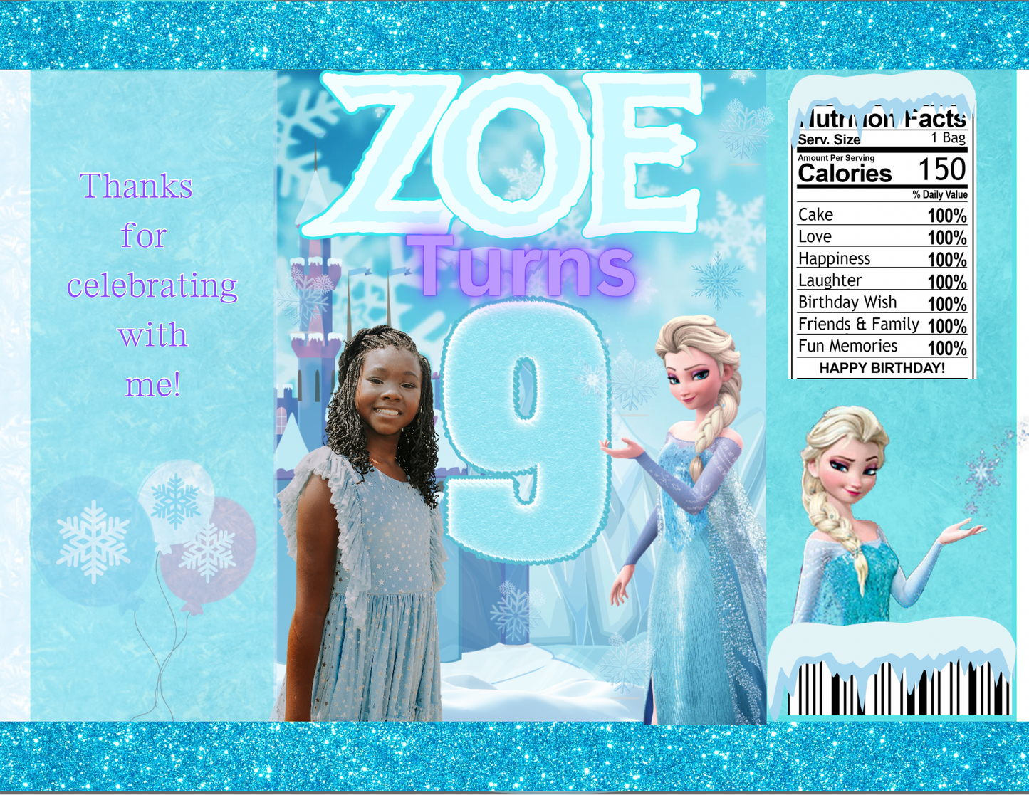 ❄️Editable Frozen Party Favor Digital Template – Instant Canva Download