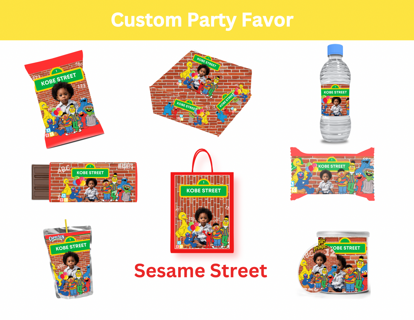 Sesame Street Party Favor Template – Digital Canva Download