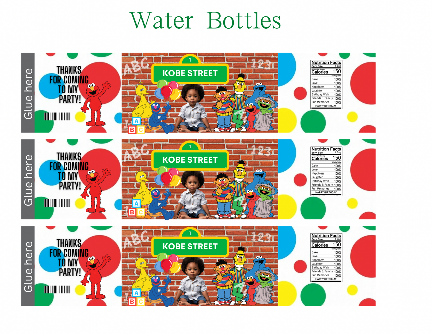 Sesame Street Party Favor Template – Digital Canva Download