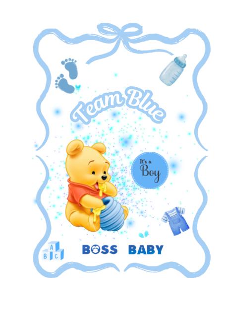 Winnie the Pooh Digital Party Favor Designs – 5 Styles for Baby Shower & Gender Reveal