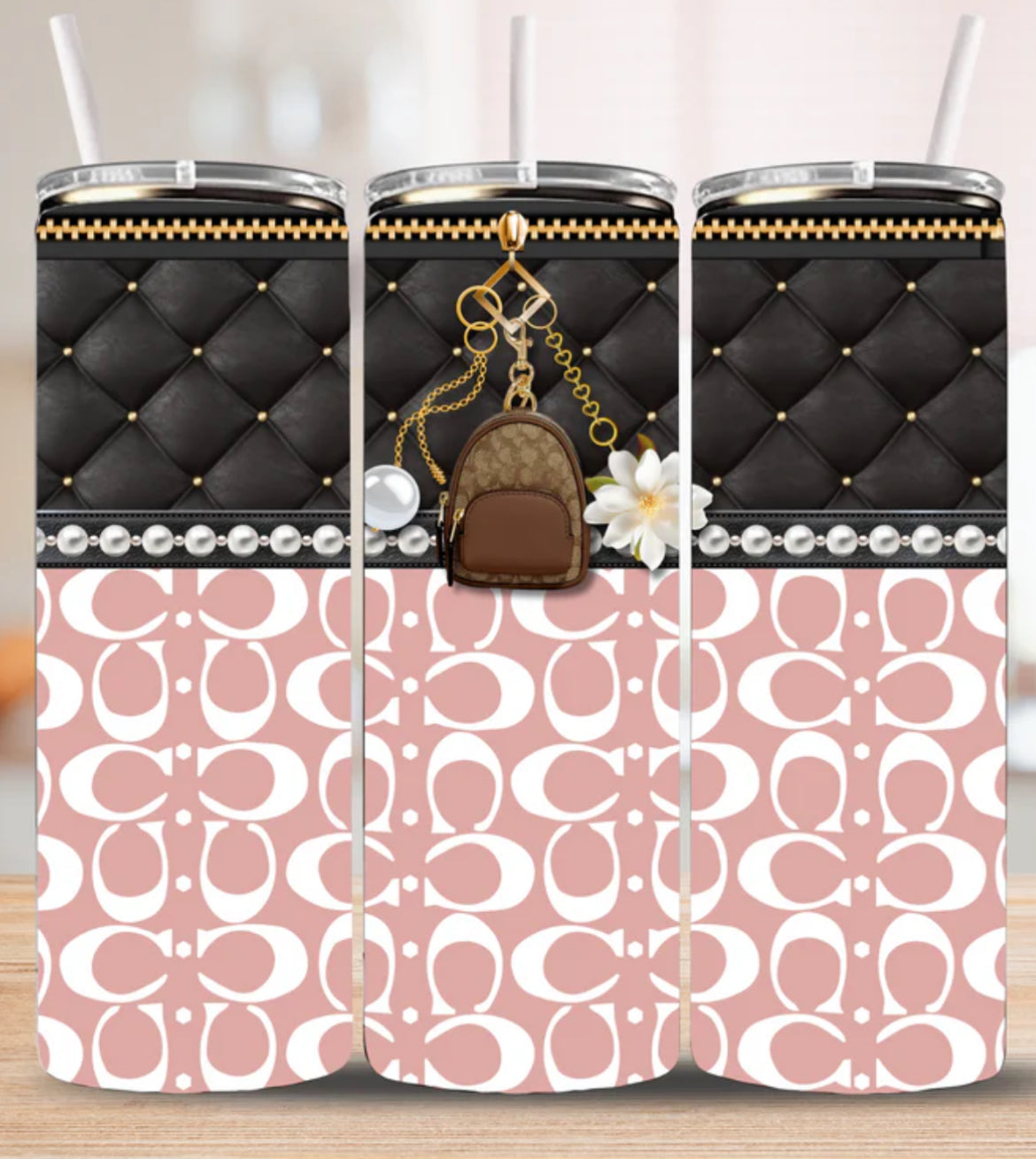 Pink Luxury Purse 20oz Tumbler includes Lid & Straw