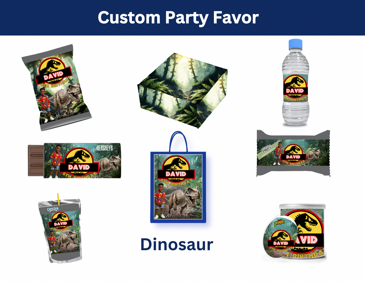 🦖 Green Dino Park Digital Party Favor Templates