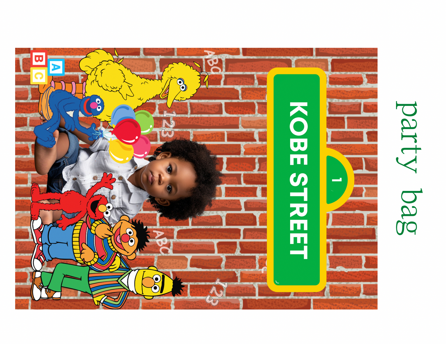 Sesame Street Party Favor Template – Digital Canva Download
