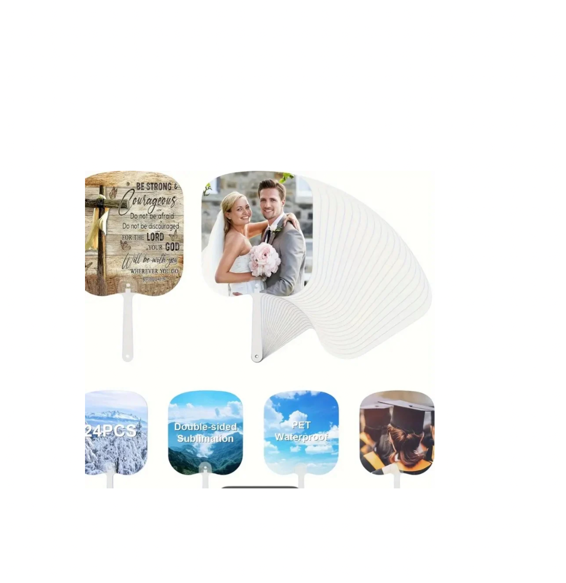 Sublimation Blank Hand Fans with Plastic Handle – 12 Pack Bundles