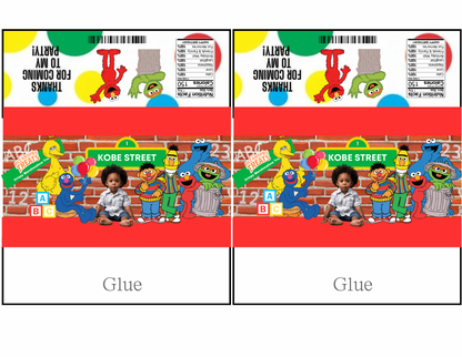 Sesame Street Party Favor Template – Digital Canva Download