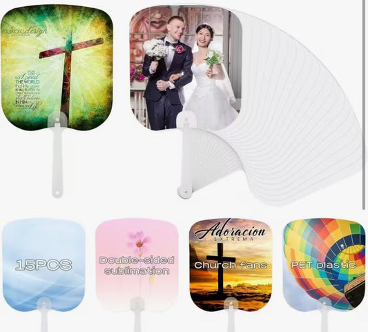 Sublimation Blank Hand Fans with Plastic Handle – 12 Pack Bundles