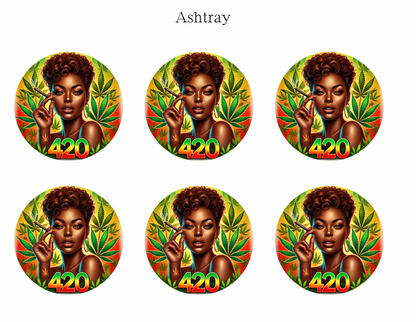 420 Weed Girl Digital Template | Editable Cannabis Themed Set | Lighters, Jars, Ashtrays, Wraps & More