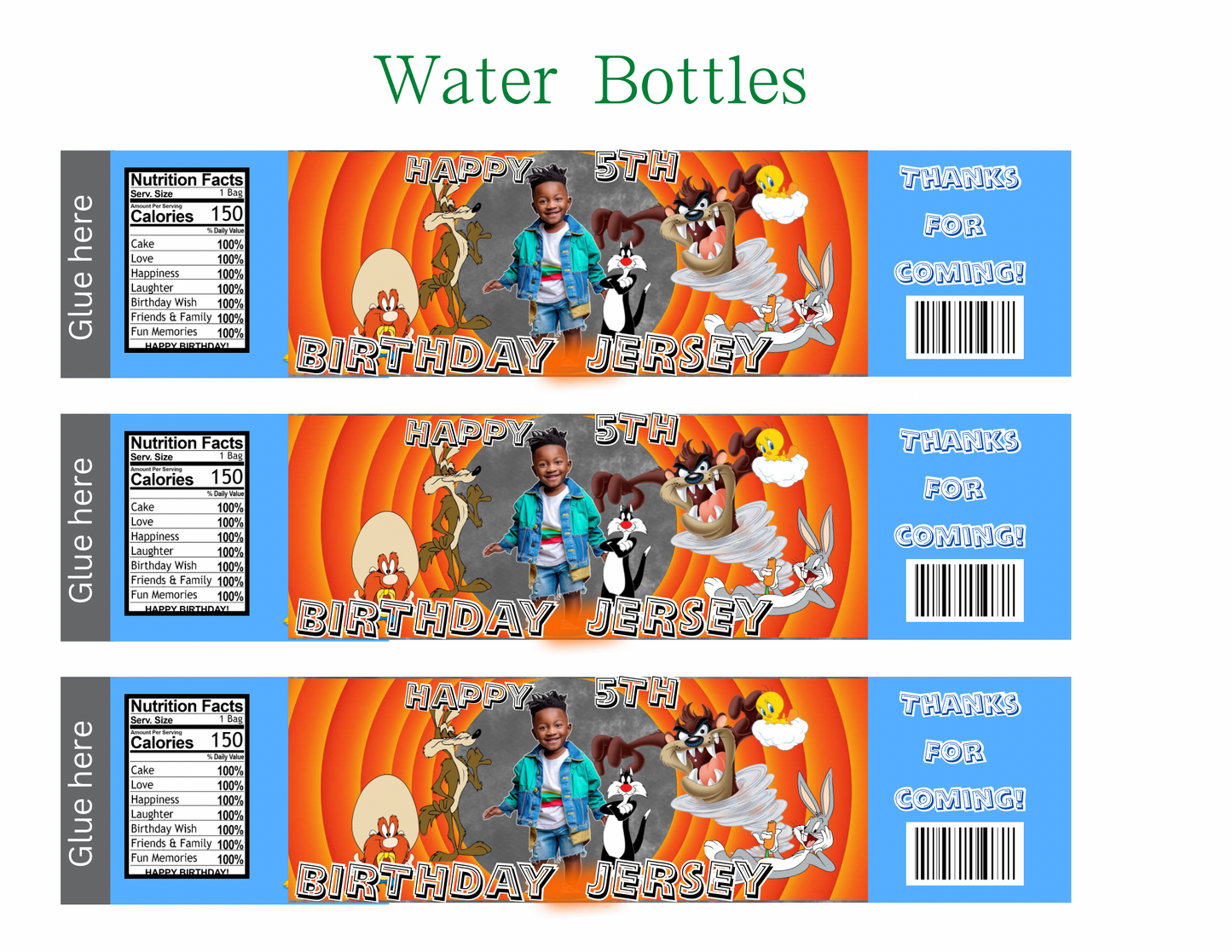 Looney Digital Party Favor Templates | Editable Canva Download