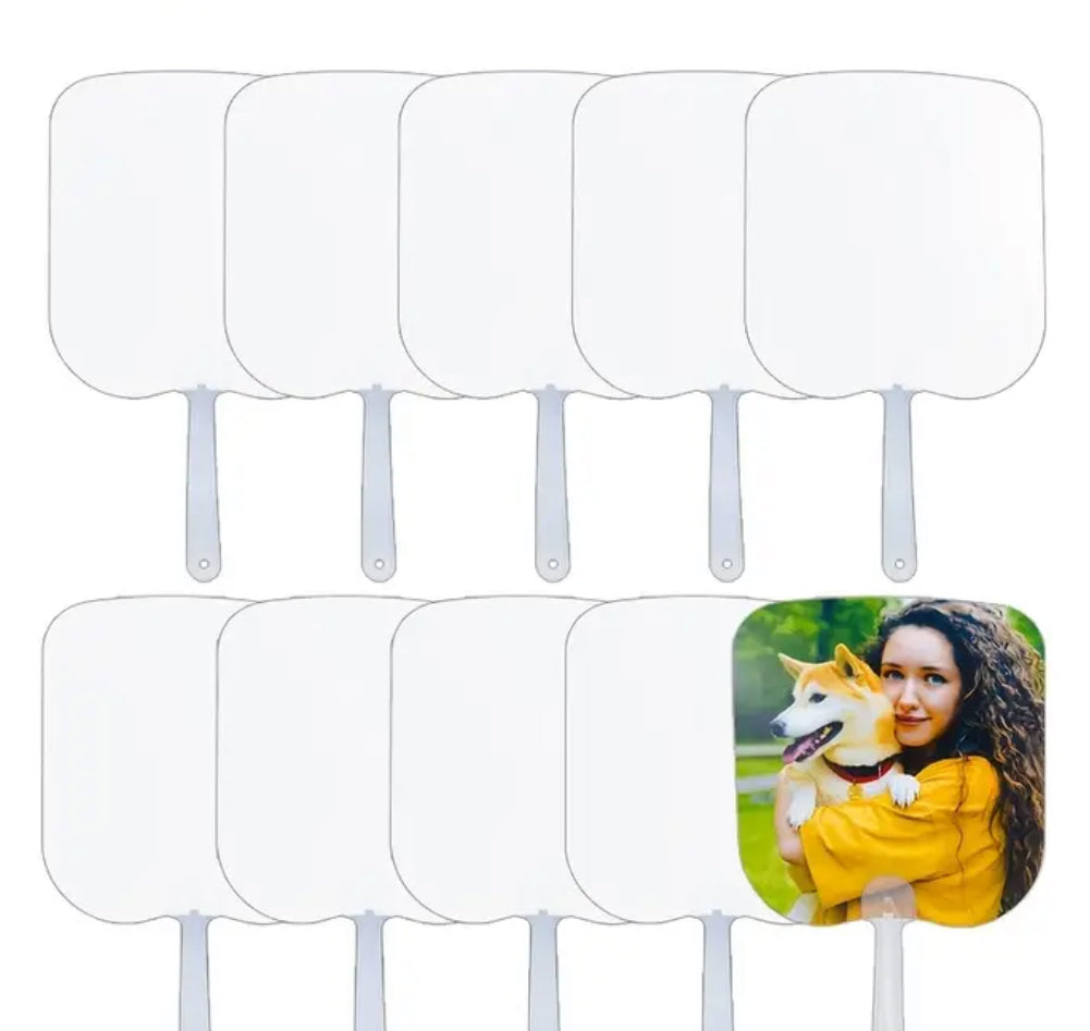 Sublimation Blank Hand Fans with Plastic Handle – 12 Pack Bundles