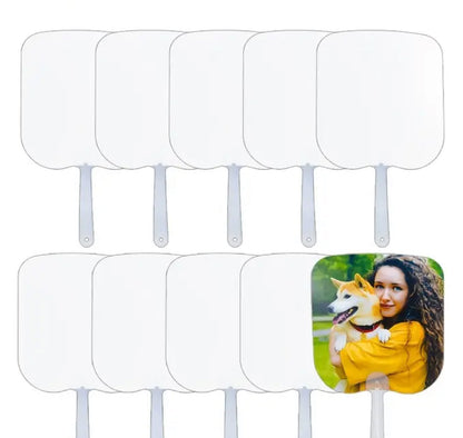 Sublimation Blank Hand Fans with Plastic Handle – 12 Pack Bundles