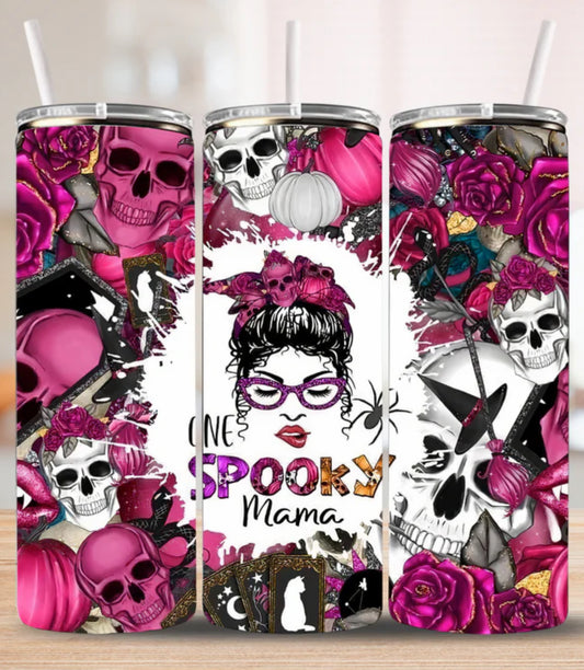 Spooky Halloween 20oz Tumbler with Lid & Straw – Haunted Stainless Steel Cup