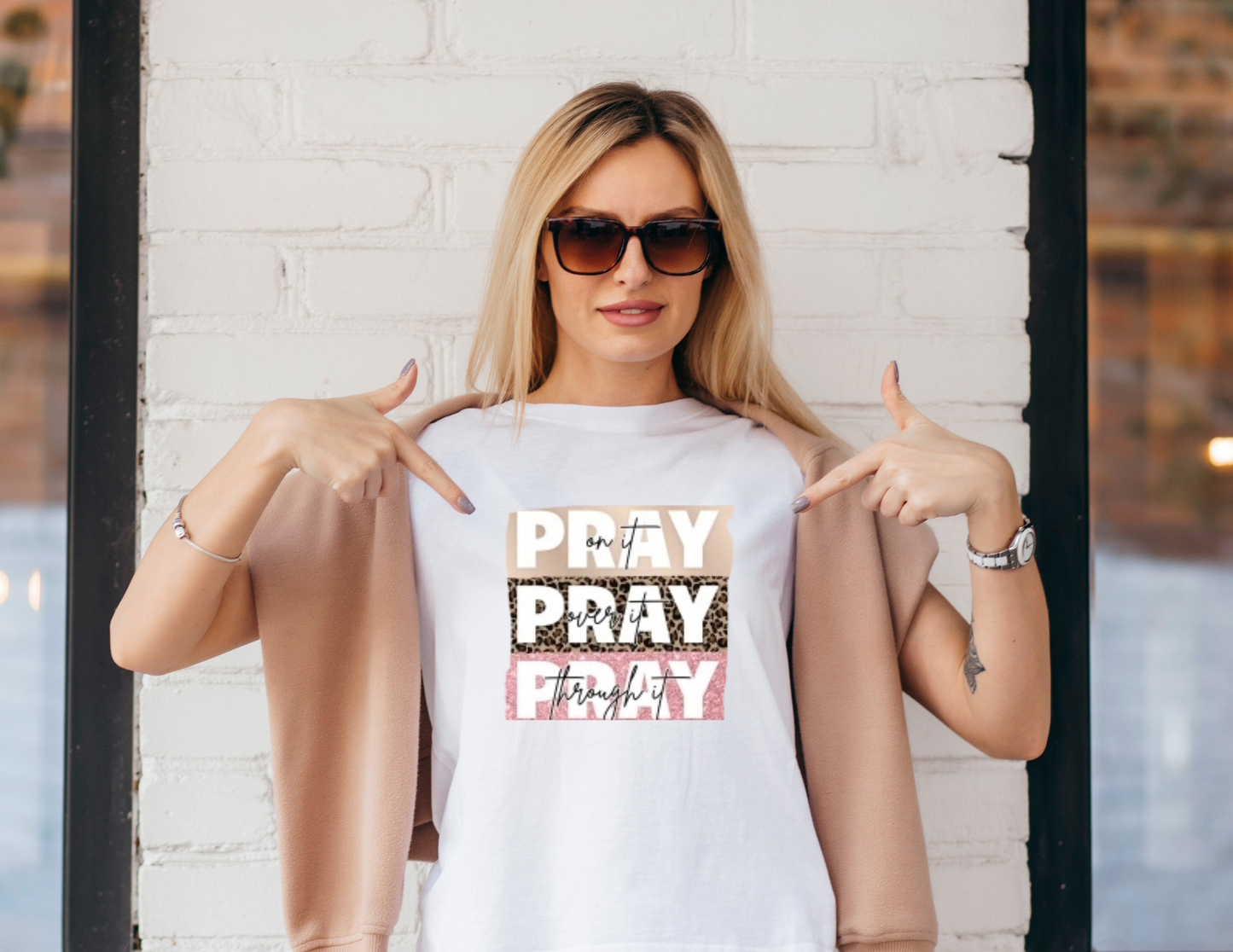 Pray On It, Pray Over It, Pray Through It T-Shirt – Faith & Prayer Tee