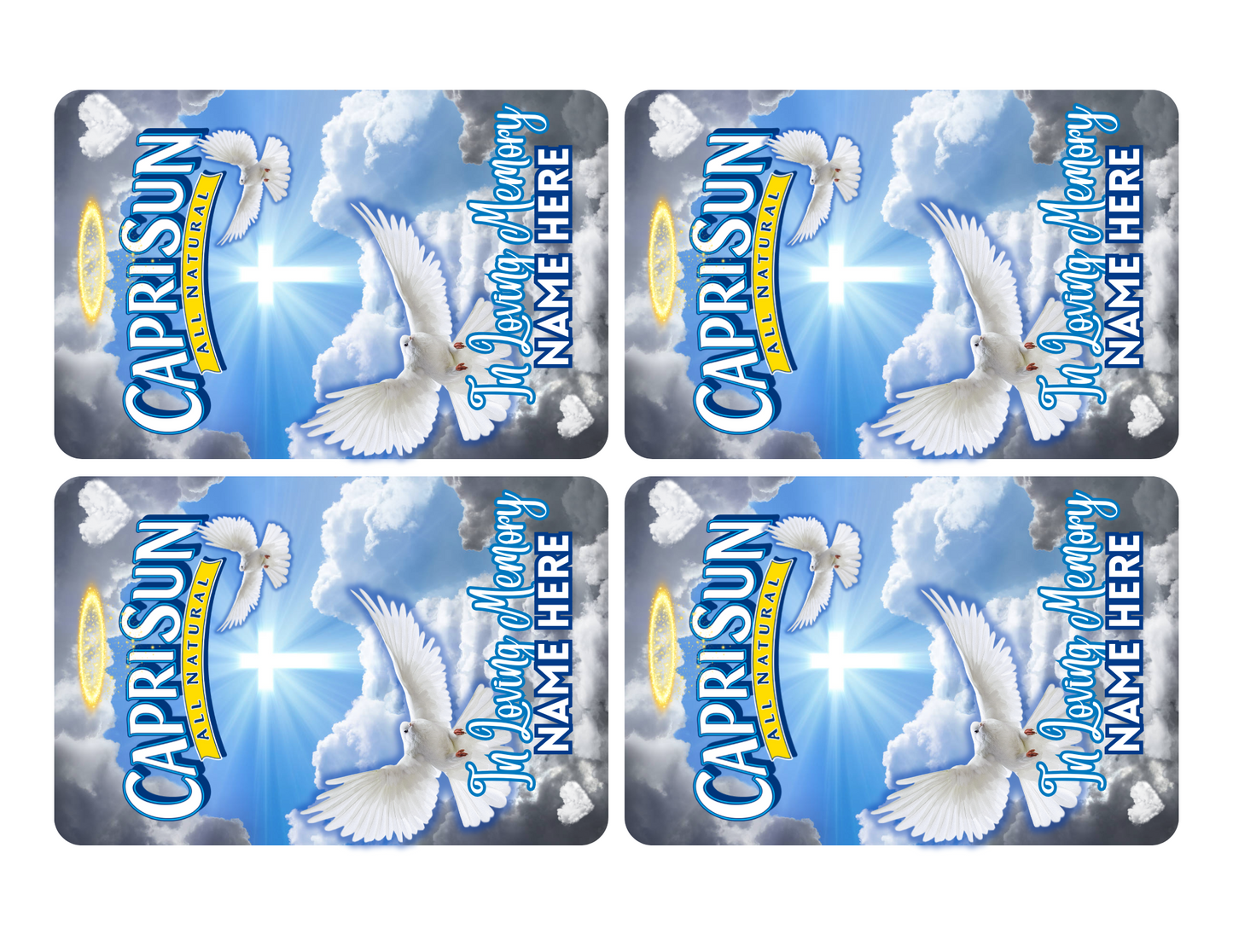 Blue Angel Wings Memorial Editable Digital Templates - Chip Bag, Carpi Suns, Water Labels