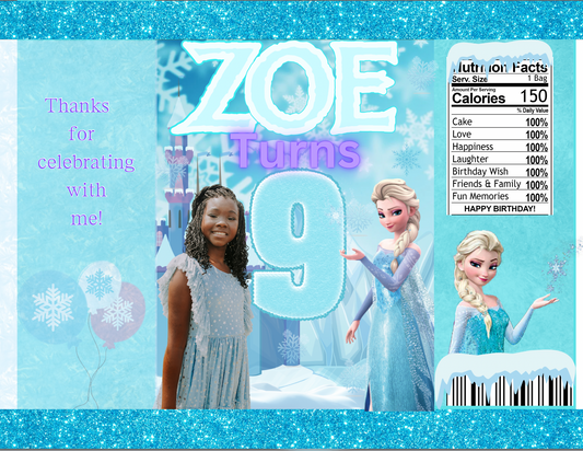 ❄️Editable Frozen Party Favor Digital Template – Instant Canva Download