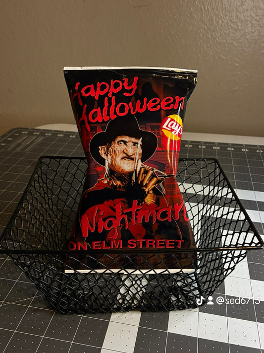Freddy Halloween Digital Chip Bag Template | Editable Halloween Party Favor | Horror Movie Theme