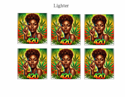 420 Weed Girl Digital Template | Editable Cannabis Themed Set | Lighters, Jars, Ashtrays, Wraps & More