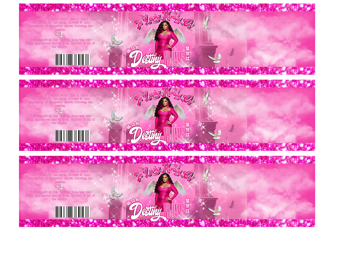 In Loving Memory Digital Party Favor Templates – Memorial Chip Bags, Capri Sun & Candy Wrappers – Editable & Printable