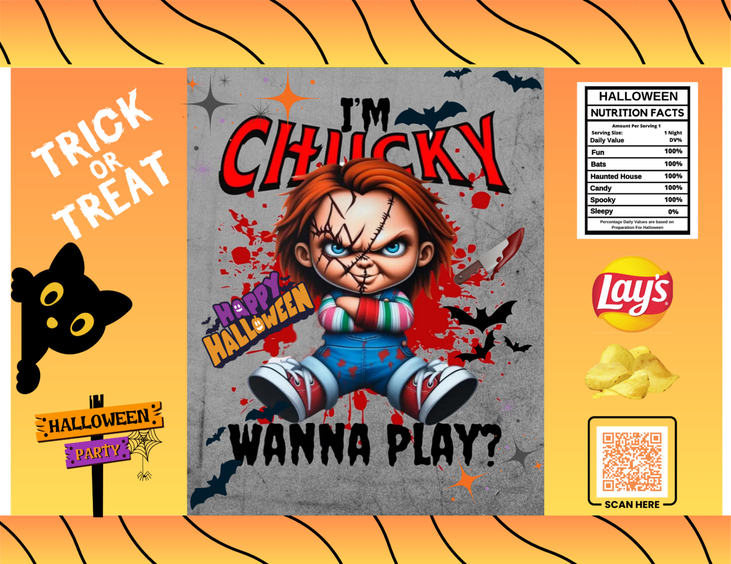 Digital Wanna Play Horror Doll Digital Chip Bag Template