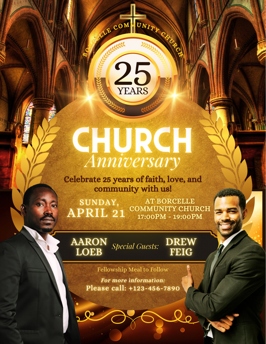 Church Anniversary Invitations or Flyers | Custom Printed | Religious Event Keepsake