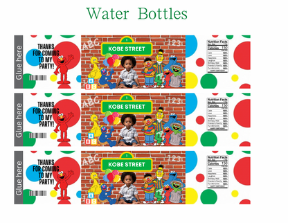 Sesame Street Party Favor Template – Digital Canva Download
