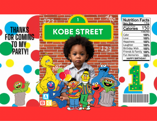 Sesame Street Party Favor Template – Digital Canva Download