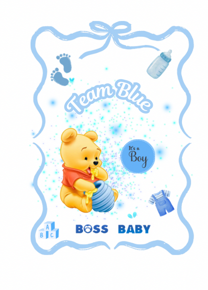 Winnie the Pooh Digital Party Favor Designs – 5 Styles for Baby Shower & Gender Reveal