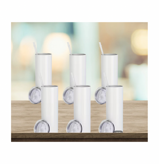6-Pack – 20 oz Sublimation Blank Tumblers with Lids & Straws