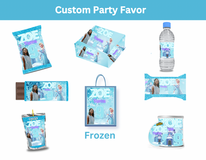 ❄️Editable Frozen Party Favor Digital Template – Instant Canva Download