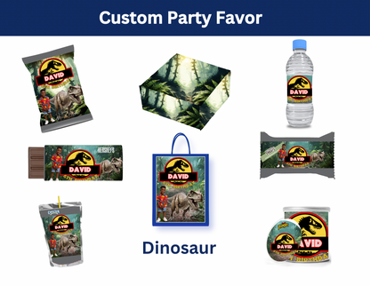 🦖 Green Dino Park Digital Party Favor Templates