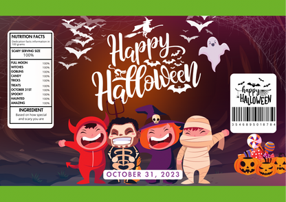 Red Happy Halloween Digital Chip Bag Templates