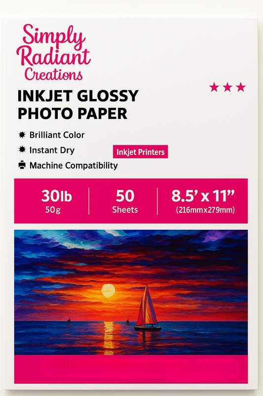 Glossy Inkjet Photo Paper – 8.5x11” (50 Sheets)