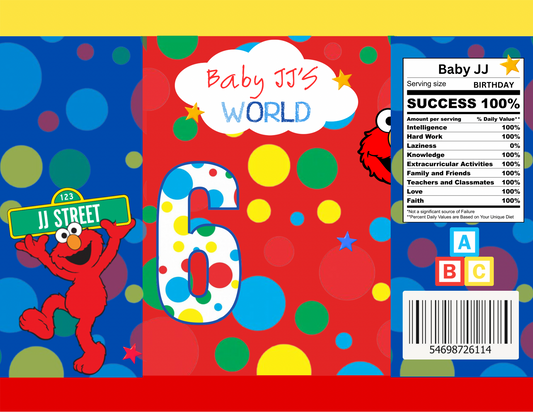 Elmo Birthday Digital Templates | Editable Chip Bags, Capri Sun, Water Bottle, Pringles, Rice Krispies, Hershey Wrappers