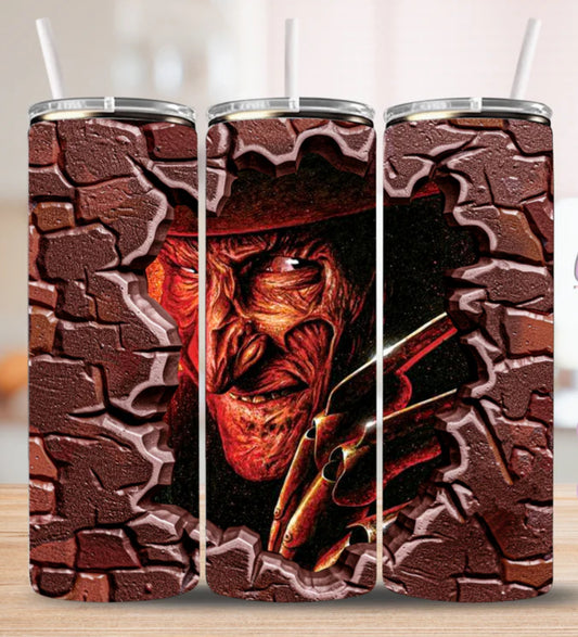 Freddy 20oz Horror Tumbler with Lid & Straw – Nightmare on Elm Street Cup