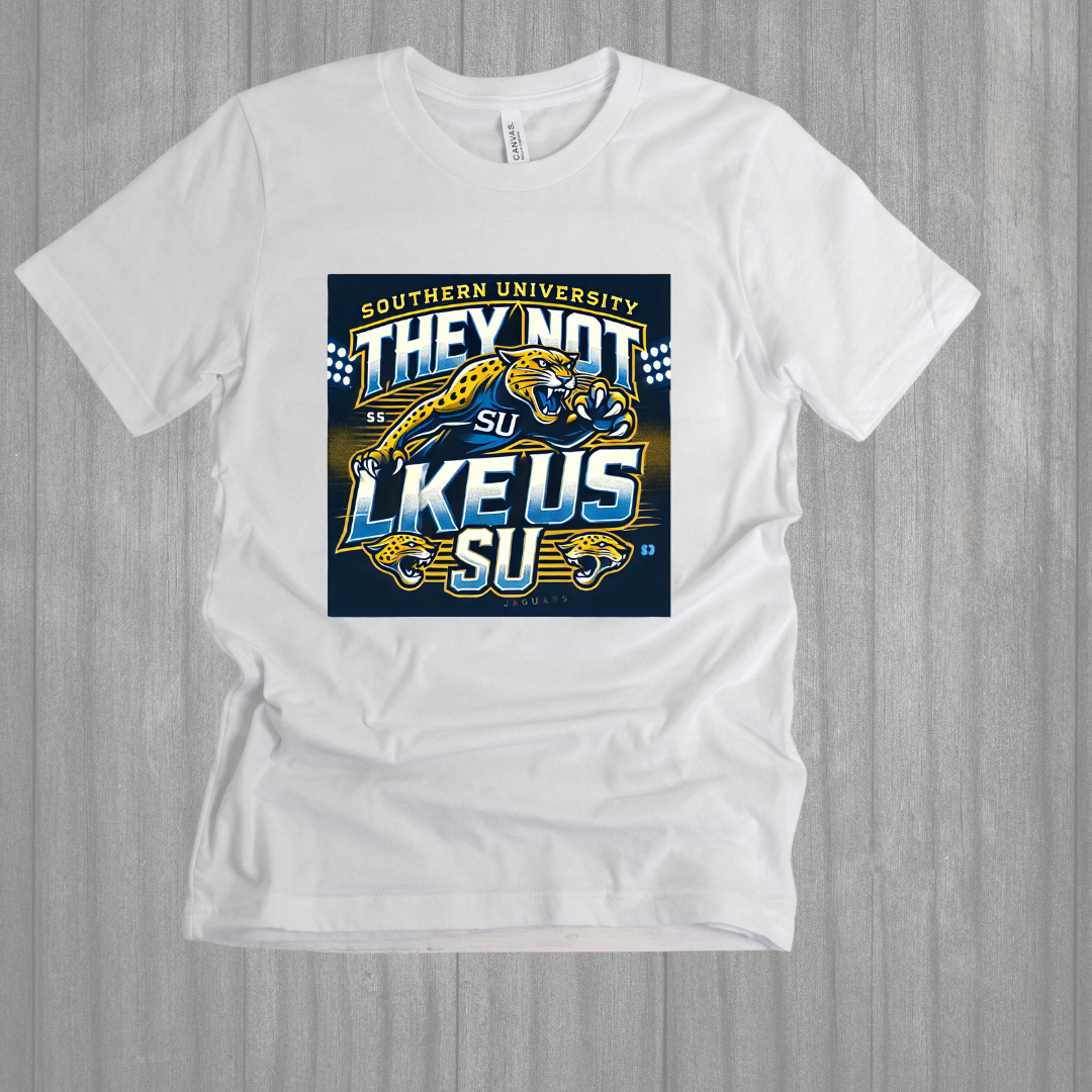 Southern University Jaguars “They Not Like Us” Team Sports Tee – Blue & Gold Fan Shirt