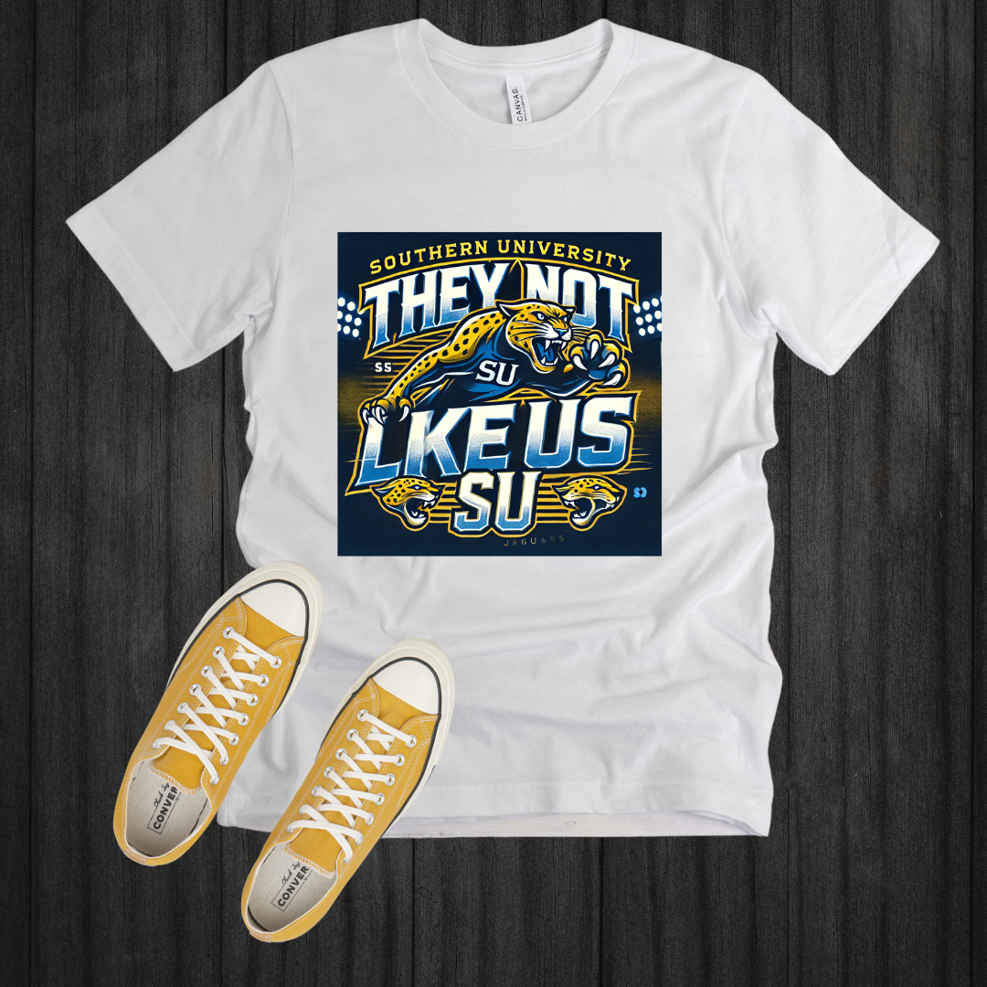 Southern University Jaguars “They Not Like Us” Team Sports Tee – Blue & Gold Fan Shirt