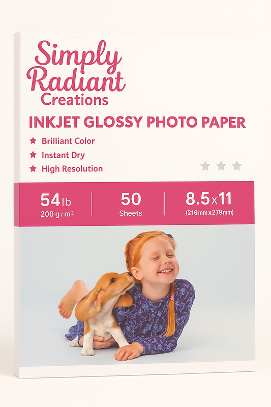 Inkjet Glossy Photo Paper – 54lb, 50 Sheets, 8.5x11 | Simply Radiant Creations